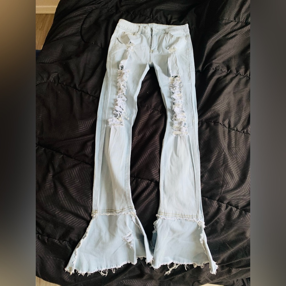 Ripped flare out jeans